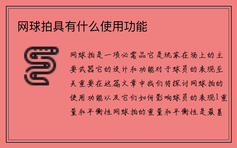 网球拍具有什么使用功能