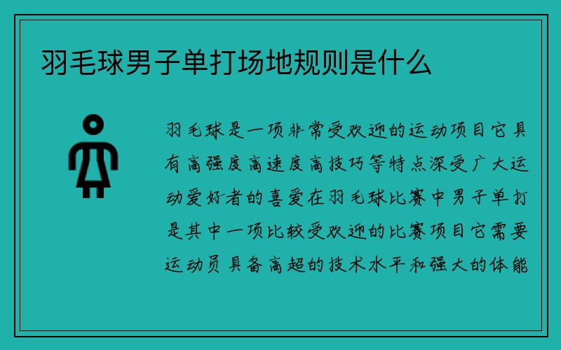 羽毛球男子单打场地规则是什么