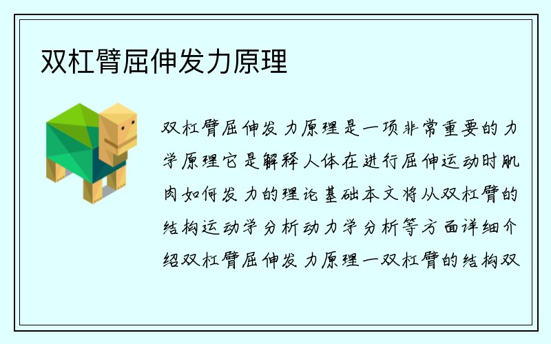 双杠臂屈伸发力原理